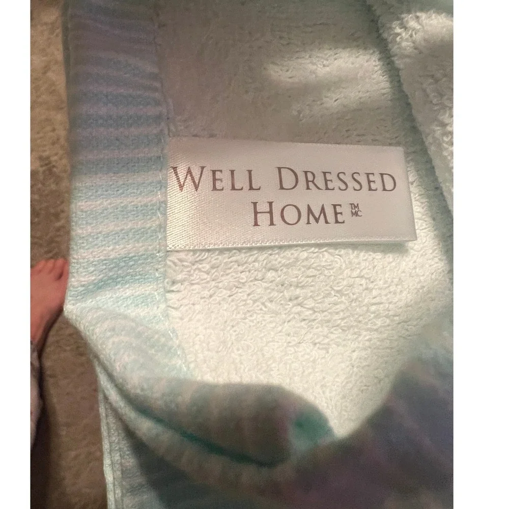 Well Dressed Home Kitchen Towels 2pk Blue White Bunny Bicycle 18x28 New NWT